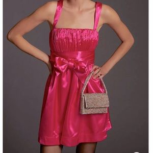 NWT Anthropologie Maeve Bow-Tie Satin Mini Dress, sz 4